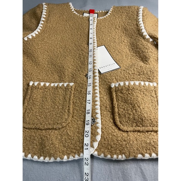 Bagatelle Collection Tan Boucle Whipstitch Jacket Silver Knot Buttons 85636 XS - Picture 6 of 10
